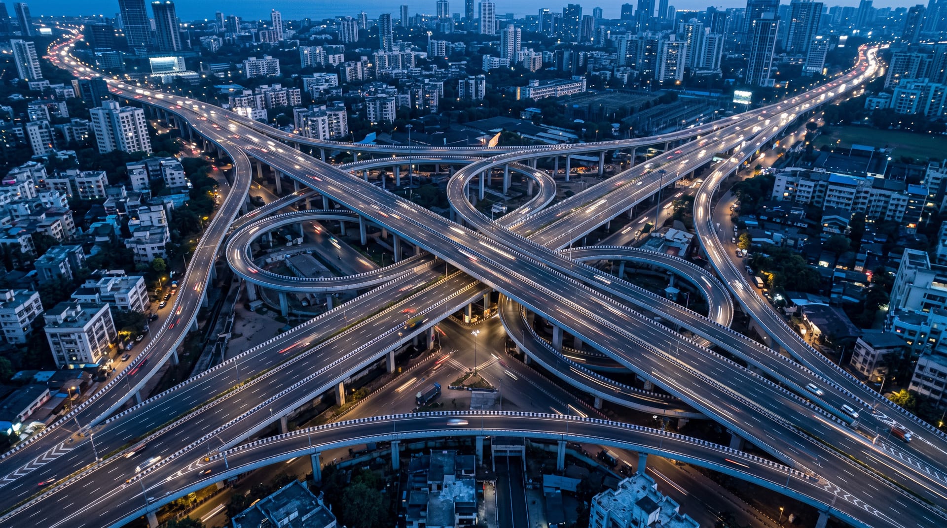 Aerial view of a highway corridor under survey